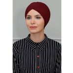 Bordo Pratik Hazır Geçmeli Tesettür Bone Sandy Kumaş Üç Çapraz 1803_16