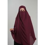 Bordo Pratik Hazır Geçmeli Tesettür Eşarp Krep Bağcıklı Çift Katlı Sufle Hijab 2314_16