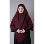 Bordo Pratik Hazır Geçmeli Tesettür Eşarp Medine İpeği Bağcıklı Çift Katlı Sufle Hijab 2302_16