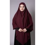Bordo Pratik Hazır Geçmeli Tesettür Eşarp Medine İpeği Bağcıklı Sufle Hijab 2301_16