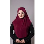 Bordo Pratik Hazır Geçmeli Tesettür Eşarp Sandy Kumaş Düz Hijab 2308_16