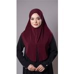 Bordo Pratik Hazır Geçmeli Tesettür Eşarp Sandy Kumaş Yırtmaçlı Düz Hijab 2310_16