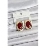 Bordo Renk Kare Model Vintage Kadın Küpe - Ebj260220w39809