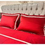 Bordo Renkli Pamuk-Saten Yastık Kılıfı - 50 x 70