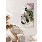 BORDO SANAT 35 X 70 Cm Dekoratif Tavus Kuşu Duvar Kanvas Tablo
