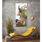 BORDO SANAT 35x70cm Tavus Kuşu Dekoratif Duvar Kanvas Tablo