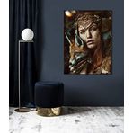BORDO SANAT 50x70cm Kadın ve Tilki Dekoratif Duvar Kanvas Tablo