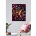 BORDO SANAT 60x75cm Kedi Dekoratif Duvar Kanvas Tablo