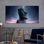 BORDO SANAT 80x40cm Moai Heykeli Dekoratif Duvar Kanvas Tablo