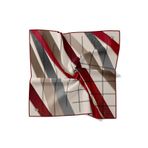 Bordo Şeritli Twill İpek Eşarp