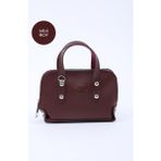 Bordo SHK224 Suni Deri Mini Boy Fermuarlı Tek Bölmeli Zincirli El. Kol ve Omuz Çantası