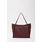 Bordo SHK90 Suni Deri Iç Bölmeli Fermuarlı El, Kol ve Omuz Shopper Çanta