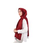 Bordo Siyah Çift Taraflı İpek Şal