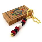 Bordo Siyah Orjinal Cam Boncuklu Çanta Süsü Kedi Charm Anahtarlık KY068