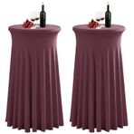 Bordo Spandex Masa Örtüsü, Yüksek Masalar için, 80 x 110 cm Yuvarlak Kokteyl Masa Örtüsü, Etekli, 2'li Paket, Düğün, Parti, Ziyafet ve Bar Etkinlikleri için