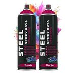 Bordo Sprey Boya 200 ml 2 Adet Hızlı Kuruyan Profesyonel Ahşap Plastik Demir Metal Cam Porselen Duvar Renkli
