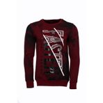 Bordo Taşlı Baskılı Sweatshirt
