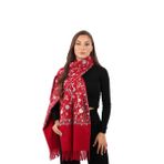 Bordo Taşlı Nakışlı Kışlık Şal