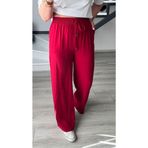 Bordo Tensel Kumaş Beli Lastikli Pantolon
