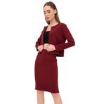 Bordo Uzun Kol Kısa Krep Ceket&Hırka