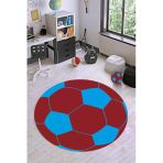 Bordo Ve Mavi Kaymaz Yuvarlak Top Taraftar Halısı Vh0083