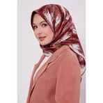 Bordo Yansıma Görünümlü Twill İpek Eşarp