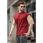 Bordo Yarım Kol Erkek Basic Tişört E7136 - XL