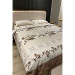 Boreas Home Kahverengi Çiçek Desenli Lastikli Çift Kişilik Nevresim Takımı 200 x 220 cm - 200 x 220 cm