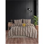 Boreas Home Leopar Pamuklu Çarşafı Lastikli Çift Kişilik Nevresim Takımı - 200 x 240 cm - Kahverengi