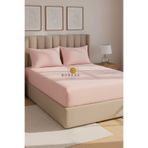 Boreas Home Natural Ranforce Çift Kişilik Lastikli Çarşaf ve Yastık Kılıfı Seti 180x200 cm Pudra
