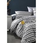 Boreas Home Zebra Pamuklu Çarşafı Lastikli Çift Kişilik Nevresim Takımı - 200 x 240 cm - Beyaz - Siyah