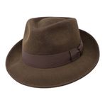 Borges & Scott B&S Premium Doyle - Teardrop Fötr Şapka - %100 Yün Keçe - Seyahat için Mükemmel - Su Geçirmez - Üniseks, Koyu kahverengi, 60