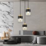 Boris 3lü Yuvarlak Siyah Gold Sarkıt Modern Genç Odası Mutfak Retro Salon Avize