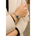Boris Accessory Kadın Çelik Gümüş Zincir Kordonlu Sekizgen Mavi Kadran Kol Saati – Şık & Minimal Tasarım - Mavi - Gümüş