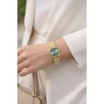 Boris Accessory Kadın Kol Saati Çift Renk&gümüş Renk Metal Kordon Gold & Gümüş – Şık Kasa - Yeşil - Altın