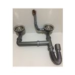 Borleno Evye-Lavabo Sifonu Çift Gözlü, Körüklü, Yuvarlak Taşmalı