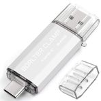 BORLTER CLAMP 64 GB USB Type-C Flash Sürücü 3.0 Dual Drive, USB C Bellek Çubuğu OTG Parmak Sürücüleri Android Akıllı Telefonlar Samsung Galaxy S10/S9/S8/Note 9, LG, Google Pixel, PC (Gümüş)