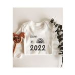 Born In 2022 Uzun Kol Çıtçıtlı Organik Bebek Body, 9 Ay