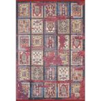 Borne Kırmızı Modern Geometrik Etnik Eskitme Desenli Boho Makinada Yıkanabilir Hafif Hav Toz Vermez Leke Tutmaz Kaymaz Taban Dijital Makine Baskı Halı Oturma Odası Salon Yolluk Koridor Mutfak Halısı