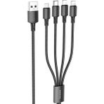 BOROFONE 4in1 Usb Kablo Lightning + Micro + Type-c 4'ü 1 arada Lightning/Micro-USB/USB-C için Şarj Kablosu 1metre 2A Akım BX72 (2x Type-C+Lightning+Micro Uçlu Kablo)