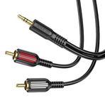 Borofone Kablo AUX Audio 3.5mm to Çift RCA Aux Standart Ses Kablosu 3.5mm Kulakık Çıkışlı Tablet Bilgisayar Telefon ve Mp3 Çalar İle Amfi Bağlantı Kablosu 150cm BL11