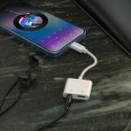 Borofone Lightning To Lightning Için Ses Kulaklık Dönüştürücü + 3.5mm BV12 - Beyaz