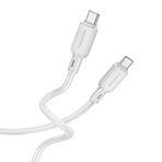 Borofone Şarj Kablo 60W Type-C to Type-C Hızlı Şarj ve Data Kablosu Uzunluk 1 Metre USB-C to USB-C BX94 Açık Gri Renk (Açık Gri)