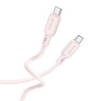 Borofone Şarj Kablo 60W Type-C to Type-C Hızlı Şarj ve Data Kablosu Uzunluk 1 Metre USB-C to USB-C BX94 Açık Pembe Renk (Açık Pembe)