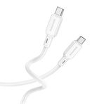 Borofone Şarj Kablo 60W Type-C to Type-C Hızlı Şarj ve Data Kablosu Uzunluk 1 Metre USB-C to USB-C BX94 Beyaz Renk (Beyaz)