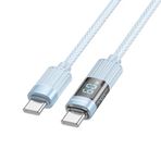 Borofone Şarj Kablo Led Göstergeli 5.0A USB to Type-C Hızlı Şarj ve Data Kablosu Uzunluk 1.2 Metre USB-A to USB-C BU46 Açık Mavi Renk (Açık Mavi)
