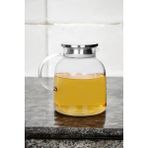Borosilikat Cam Metal Kapaklı Bitki Çayı Demliği & Sürahi 1800 ml - Şeffaf