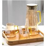 Borosilikat Cam Sürahi Takım Elio 6 Bardaklı Gold 1800 ml - Amber - 1,8 lt