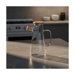 Borosilikat Cam Yağlık - Bambu Kapaklı ve Ölçü Çizgili Sirkelik | Damlatmaz Ağızlı, Dayanıklı, Kurşunsuz Yağdanlık (900 Ml) - standart