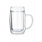 Borosilikat Çift Cidarlı Bira Bardağı, Kulplu, 500 ml, 1 Adet, Bulaşık Makinesi ve Mikrodalga Uyumlu